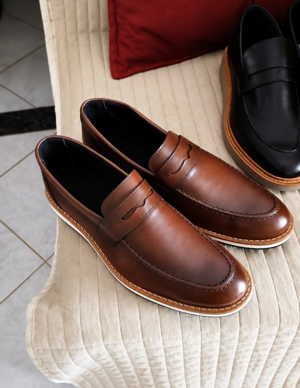 Sapato Mocassim Loafer Casual Masculino Confortável Couro