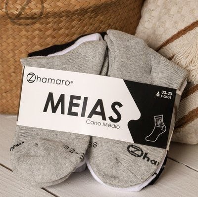 Kit 10 Pares Meias Zhamaro Premium Cano Médio Alto Atoalhada