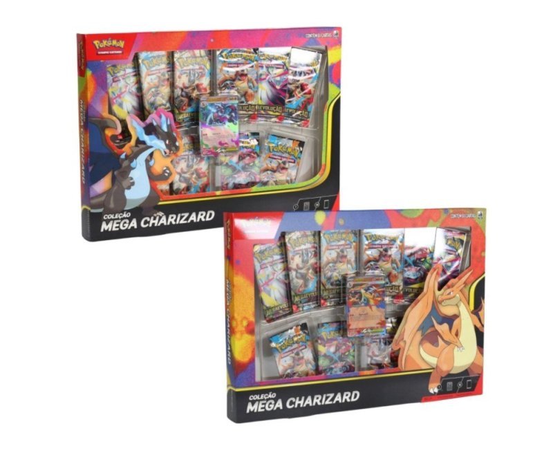 BOX POKÉMON COLEÇÃO MEGA CHARIZARD X OU Y EX COPAG EVOLUÇÃO ME2.5 TCG CARTAS BOOSTERS MEGAEVOLUÇÃO