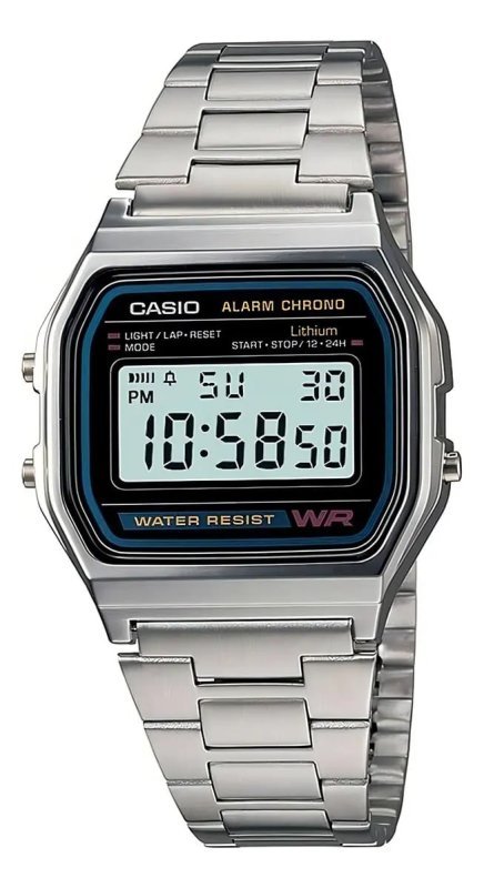 Casio A158wa-1df Unissex Vintage Prata - Clássico Analógico