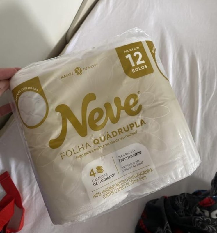 Neve Papel Higiênico Ultracomfort, Folha Quádrupla, 20m, 12 rolos