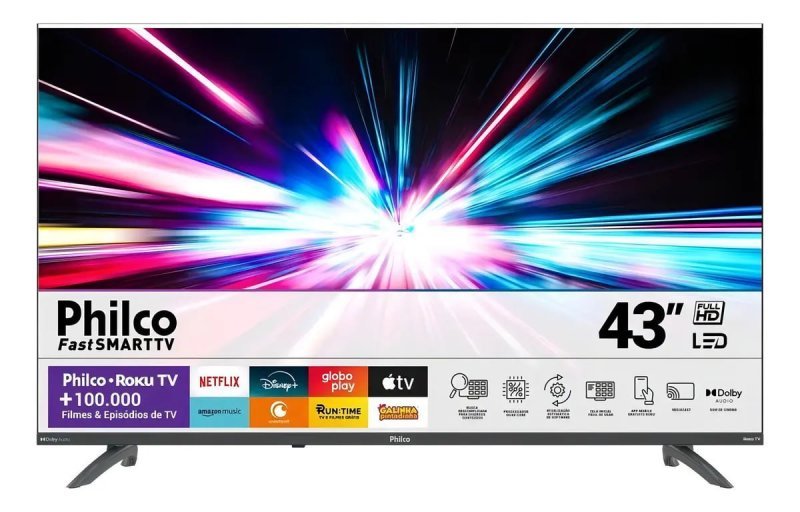 Philco Smart TV 43 Polegadas LED Roku Dolby Audio