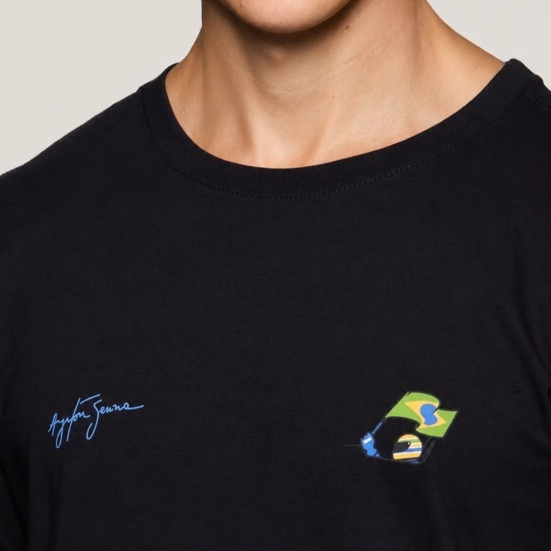 Camiseta Assinatura Carro Senna Reserva Preto Senna M Estampa Localizada