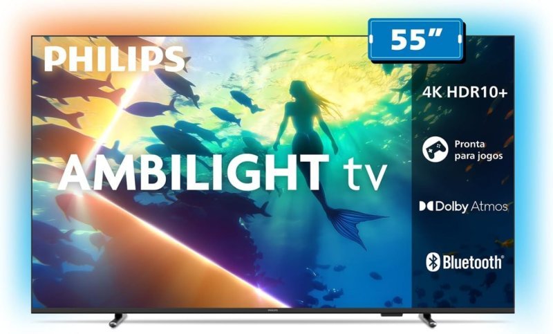 PHILIPS Smart TV Ambilight 55" 4K Titan OS 55PUG8100/78 Comando de Voz HDR10+/Dolby Atmos
