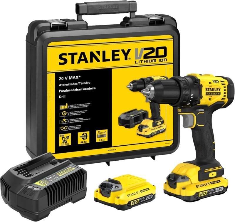 Stanley Parafusadeira e Furadeira 13mm 20V SCD701D2K - 2 Baterias - Maleta
