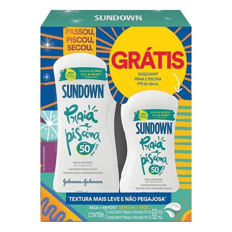 KIT COM 320ML DE COBERTURA TOTAL Sundown FPS50 Kit 200ml + 120ml - Proteção Solar Completa