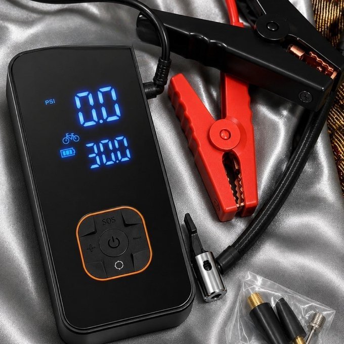 Kit Compressor de Ar Compacto 150 Psi + Auxiliar de Partida + Powerbank + Frete Grátis