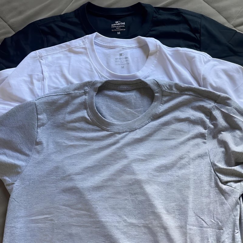 Kit 3 Camisetas Algodão Dia Dia Sandrini Básica Conforto