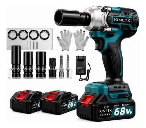 Chave Impacto Kinetx 880nm Brushless 21v+2 Bat Kit Completo Azul 127/220v