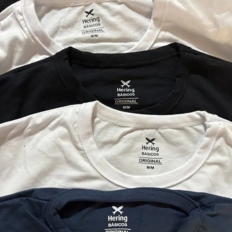 Kit Com 5 Camisetas Masculinas Básicas Hering