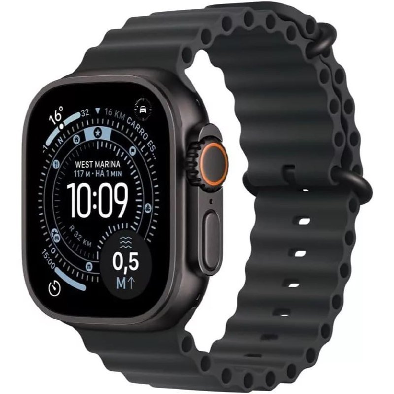 Apple Watch Ultra 3 GPS + Celular Caixa preta de titânio 49 mm Pulseira Oceano Preta Original