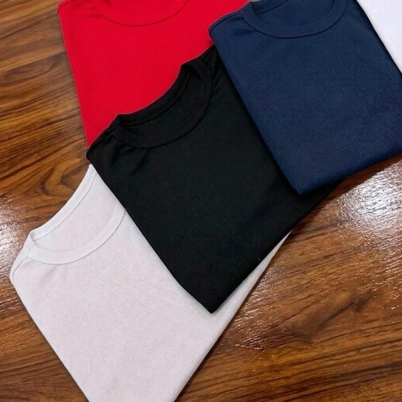 Kit 4 Camisetas Canelada Americana Masculina Ribana Premium