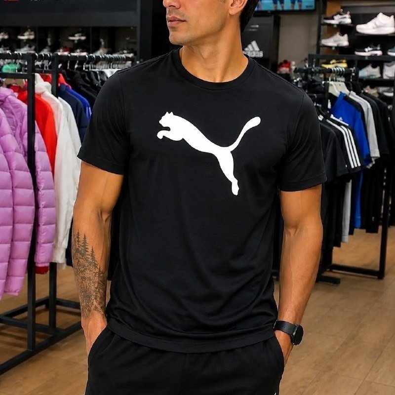 Camiseta Ess Puma Logo Poly Puma Preto