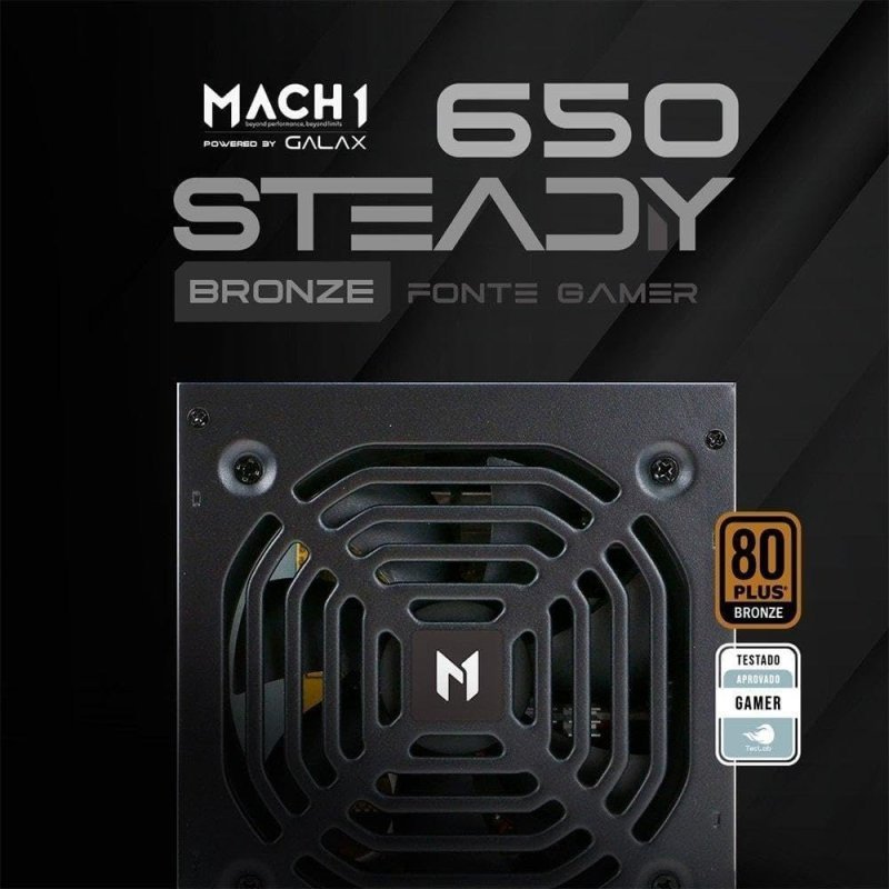 Fonte Mach1 Steady, 650W, 80 Plus Bronze, Pfc Ativo, Preto 650Steady