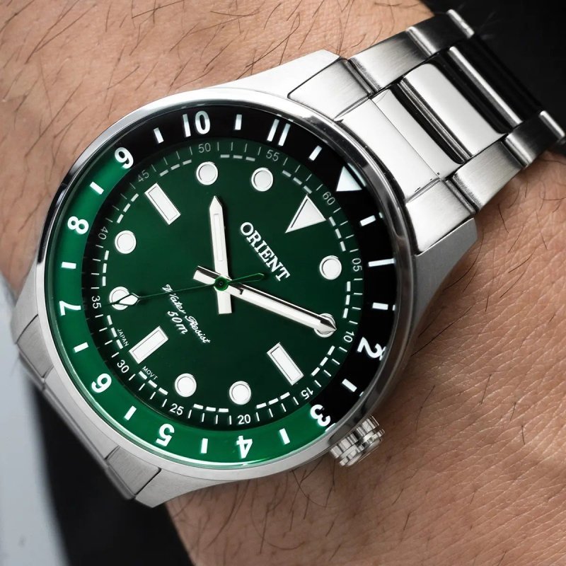 Relógio Orient Masculino Verde Prateado Mbss0015e1sx Quartzo Aço Inoxidável Preto/verde
