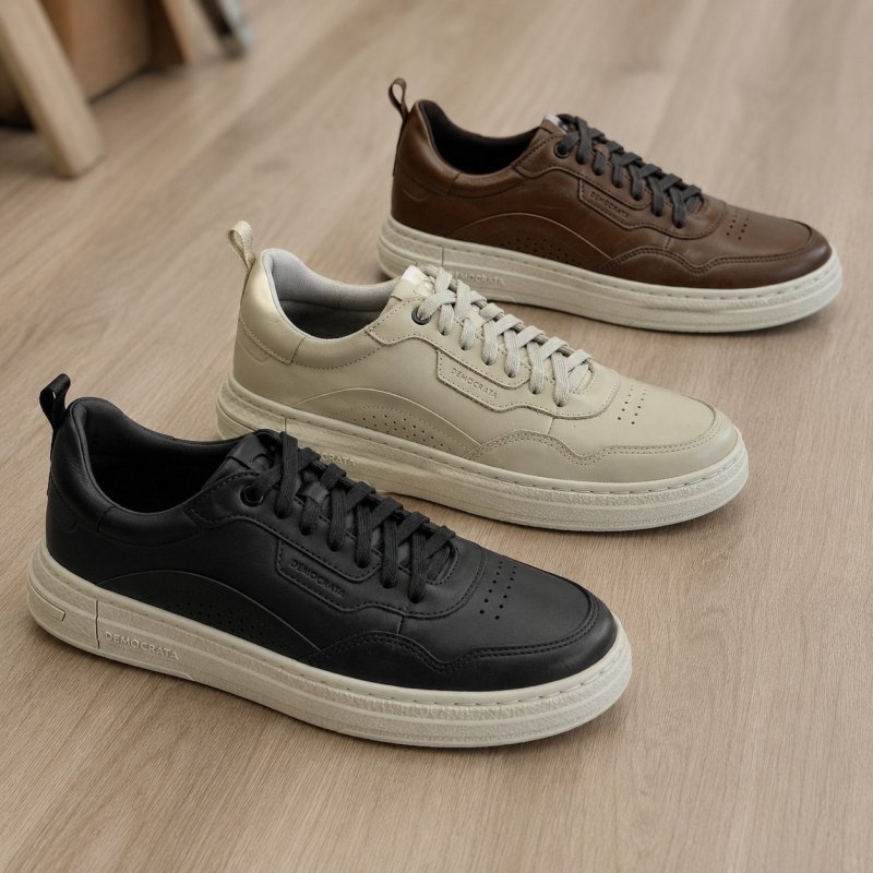 Sapatenis Democrata Masculino Denim Jake Couro Original
