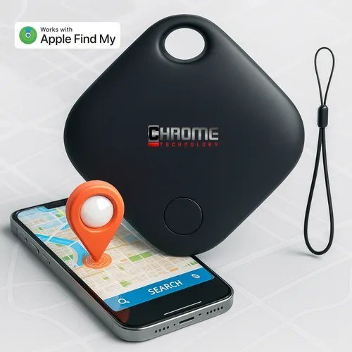 Mini Localizador Rastreador Smart Tag Gps Com Cordão Chaveiro Cor Preto Compatível Com iPhone Apple Chrome Technology