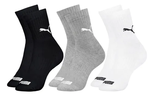 Kit 3 Pares De Meias Puma Cano Médio Sport Original Lisa