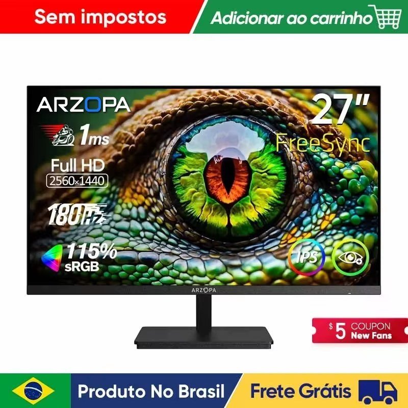 Monitor Arzopa M1RC 27" Quad HD Fast IPS 180Hz 115% sRGB HDR10 2560x1440