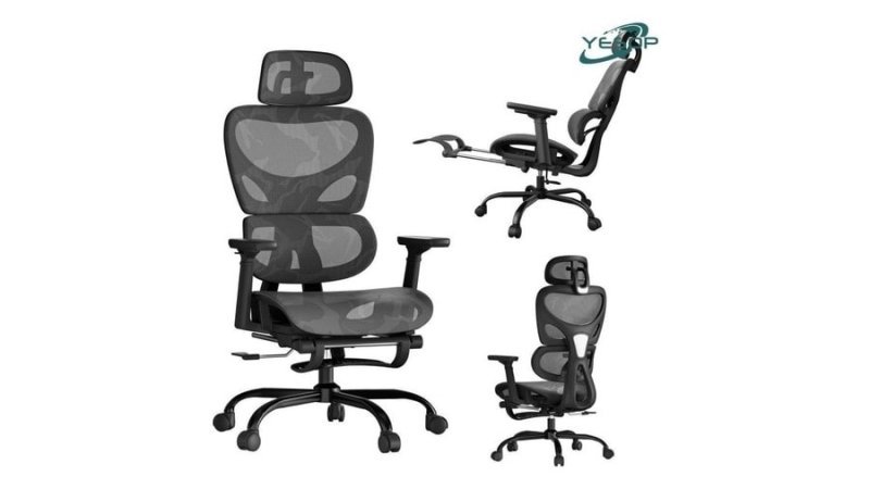 Cadeira De Escritório Ergonômica YESOP Com Apoio Lombar E De Pernas Assento Zero Gravity Cor Preto