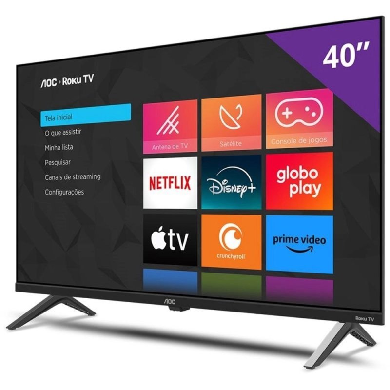 Smart TV AOC 40" Full HD 40S5045/78G ROKU, Conexão Wi-Fi