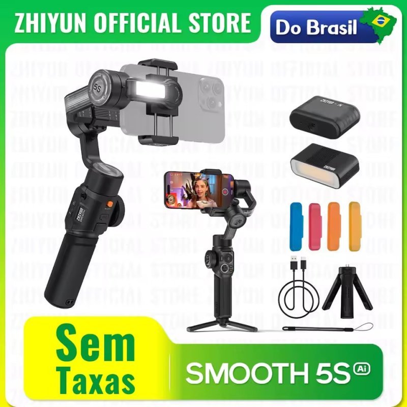 ZHIYUN SMOOTH 5S AI – Gimbal Estabilizador de 3 Eixos para Smartphone com Rastreamento por IA e Controle por Gestos