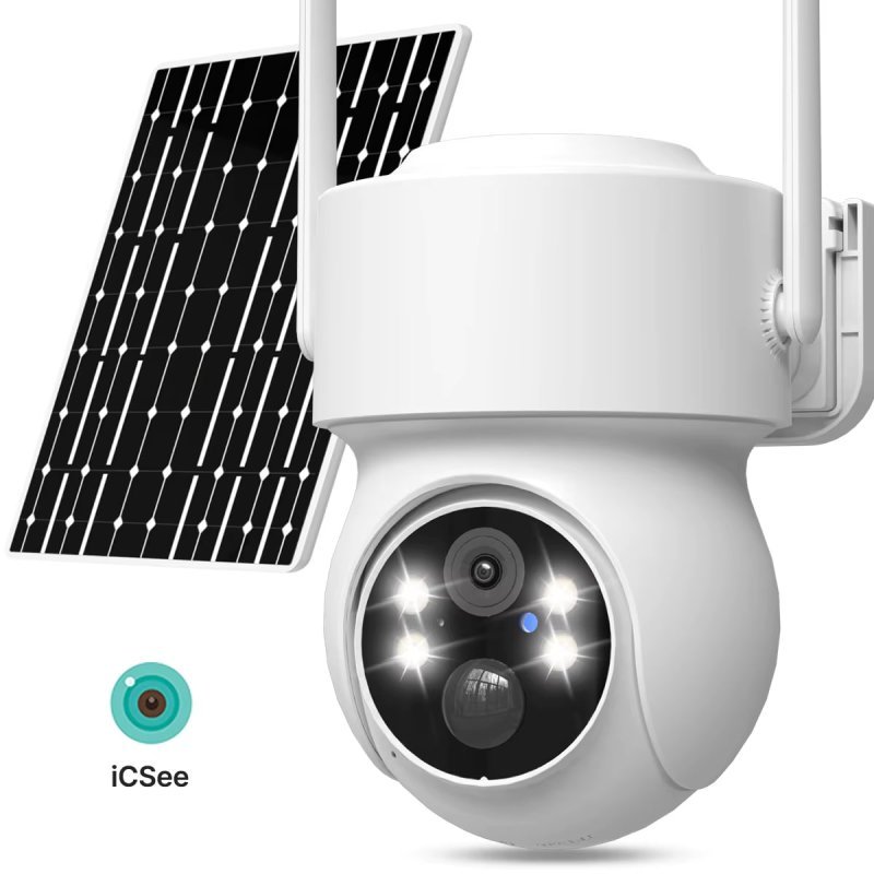 Câmera de Segurança Solar TQ1 iCSee Wi-Fi, Bateria Recarregável, PTZ 355°, Sensor PIR, Visão Noturna e Áudio Bidirecional