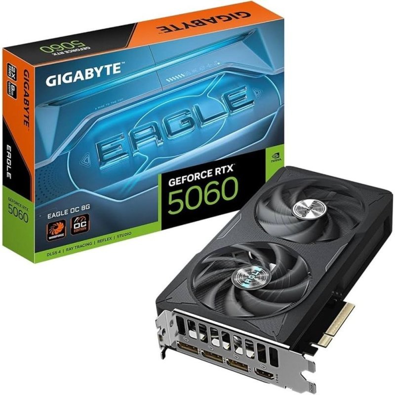 Placa de Vídeo NVIDIA GeForce GIGABYTE RTX 5060 Eagle OC 8GB GDDR7 128bit - 9VN5060EO-00-G10