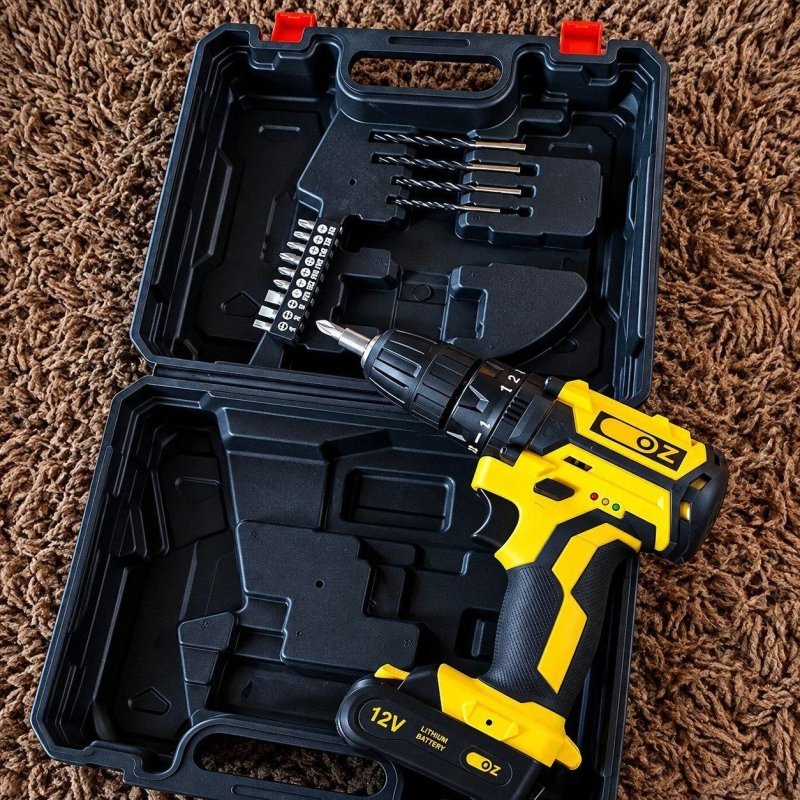 Parafusadeira Furadeira Profissional Sem Fio A Bateria 12v 10mm 3/8 Com Maleta Brocas Bits Pb3200k Oz