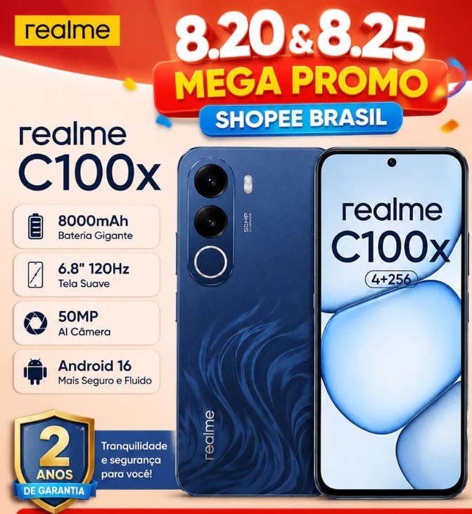 Realme C100X Smartphone 4+256 GB Bateria 8000mAh