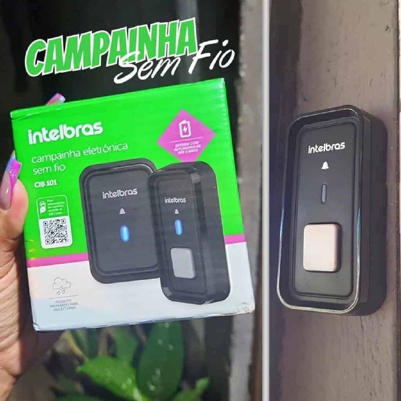 Campainha Sem Fio Cib 101 Intelbras Alcance Até 100 Metros Cor Preto