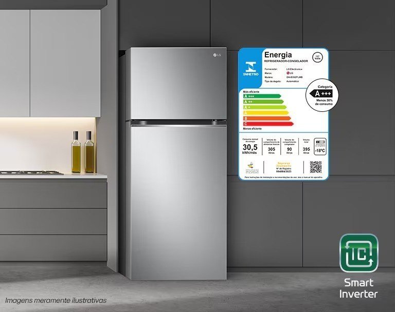 Geladeira Lg Frost Free Inverter 395L Duplex Cor Inox Look (Gn-B392plm) 10 Anos de Garantia no Compressor