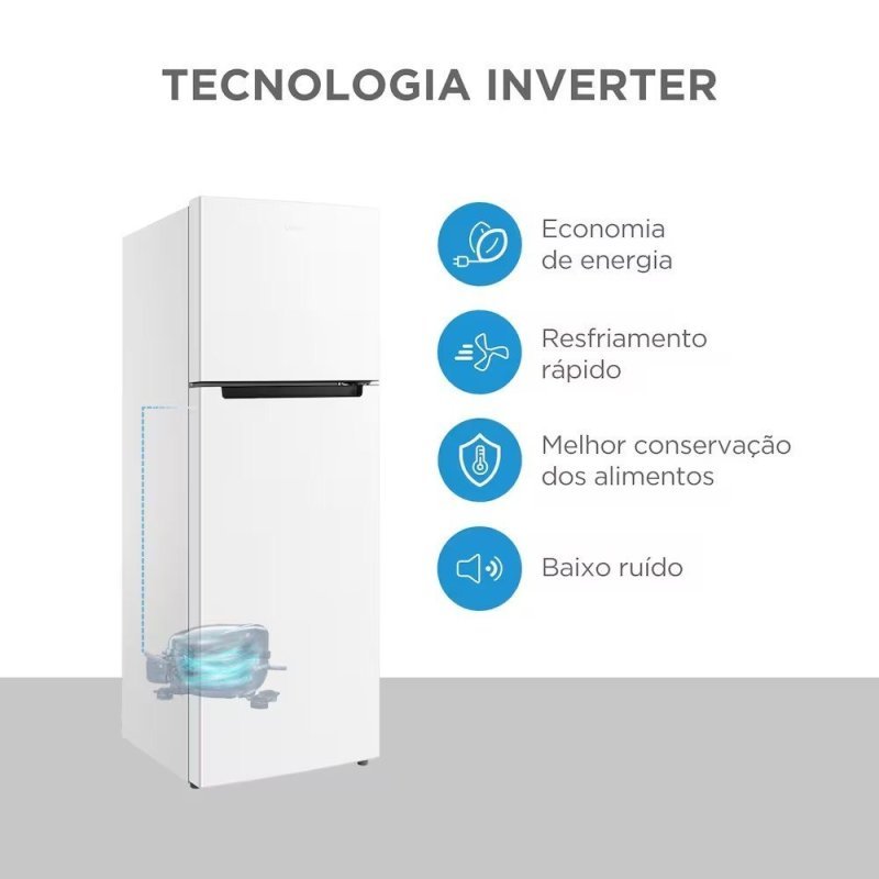 Geladeira Inverter Midea Cycle Defrost Duplex Branca 410L Rt554 110V
