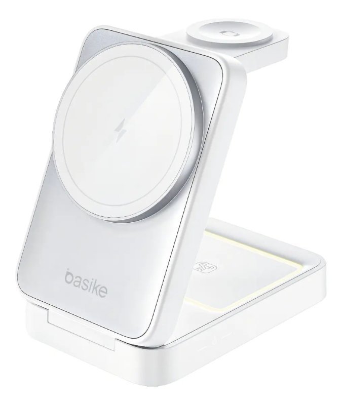 Carregador por Indução Sem Fio 3 em 1 Basike MagSafe – iPhone, Apple Watch e AirPods