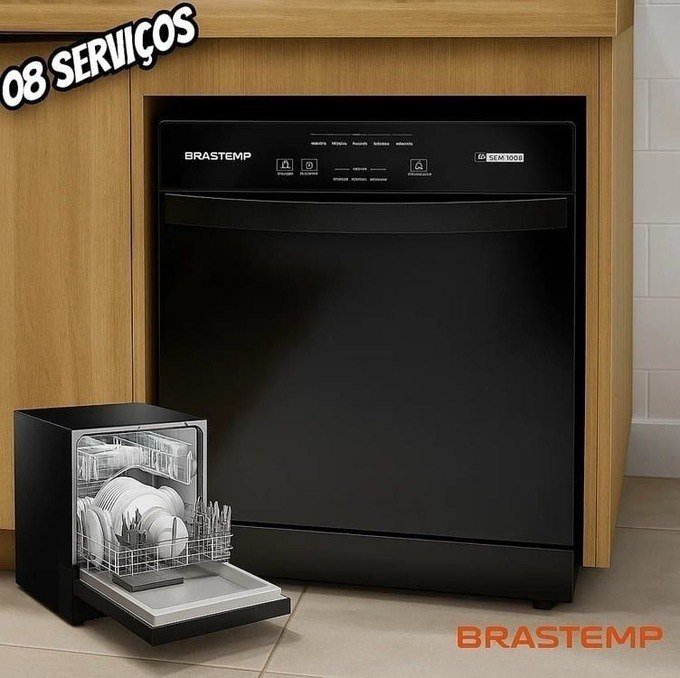 Lava Louças Brastemp 8 Serviços Preta - Blf08ae com Frete Grátis
