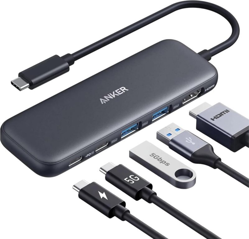 Anker Hub USB-C 332 5 em 1, HDMI 4K@30Hz, 5 Gbps 2*USB 3.0 e USB-C, PD 85W