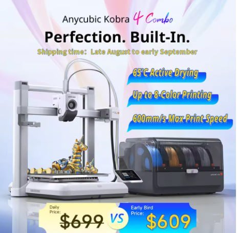 ANYCUBIC Kobra 4 Combo - Impressão 8 cores - 600mm/s