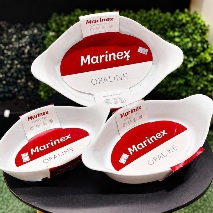 Marinex Conjunto de Assadeiras Oval Opaline 3 Peças Branco + Frete Grátis