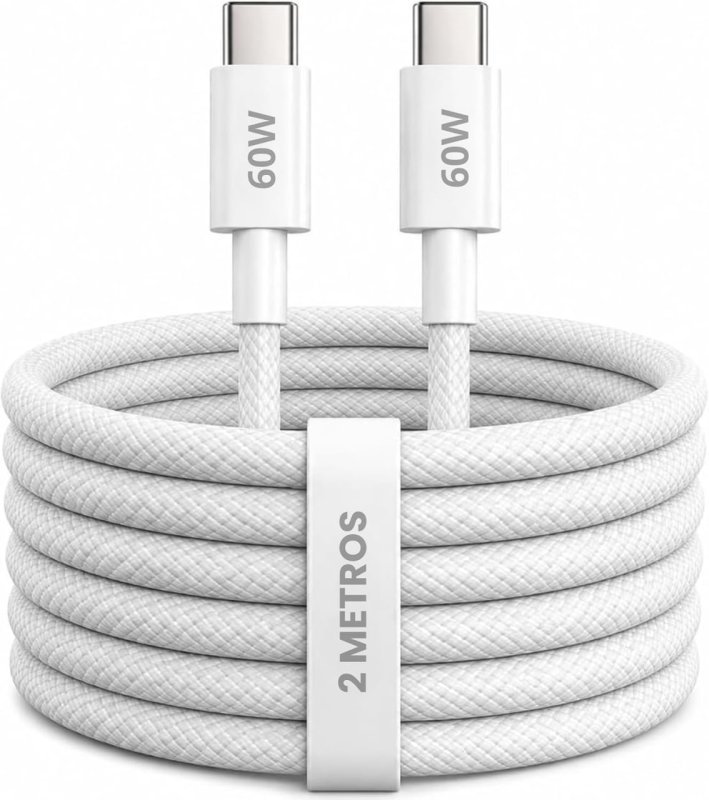Cabo USB-C Tipo C 60W Trançado 2M Premium De Nylon