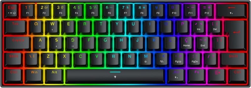 Teclado Magnético Gamer Redragon Fizz RGB Preto 60% Polling Rate 8K
