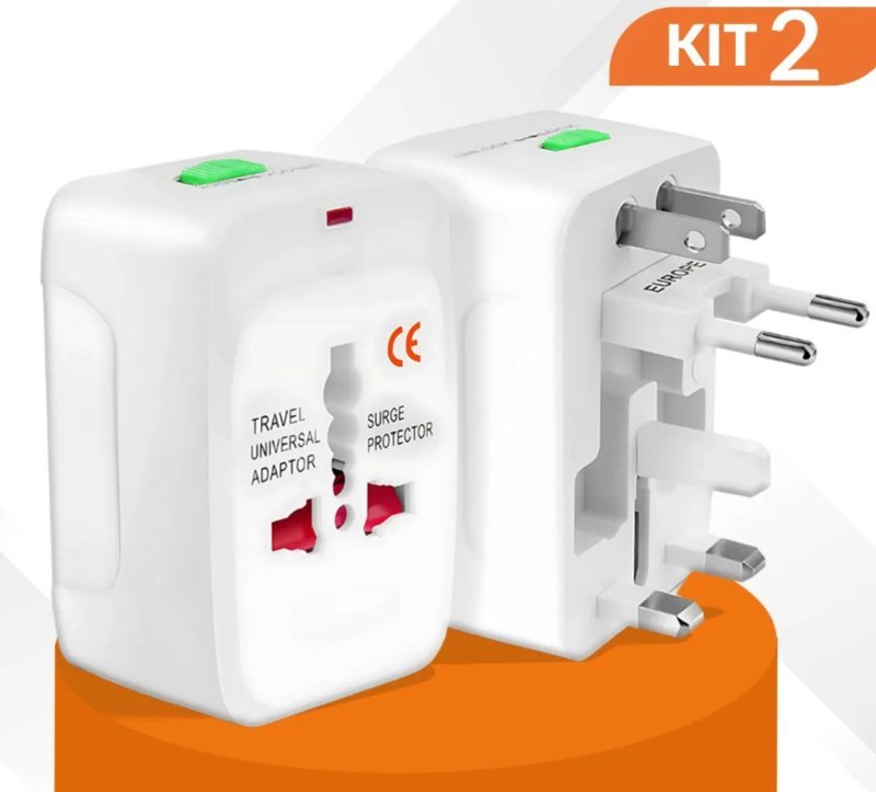Kit com 2 adaptadores universais de tomada