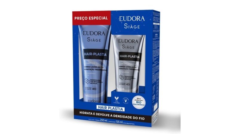 Kit Eudora Siàge Hair-Plastia Shampoo 250ml + Condicionador 125ml
