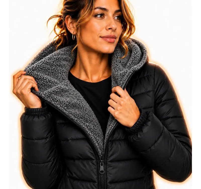Jaqueta Feminina Peluciada Bobojaco Puffer com Capuz – Inverno