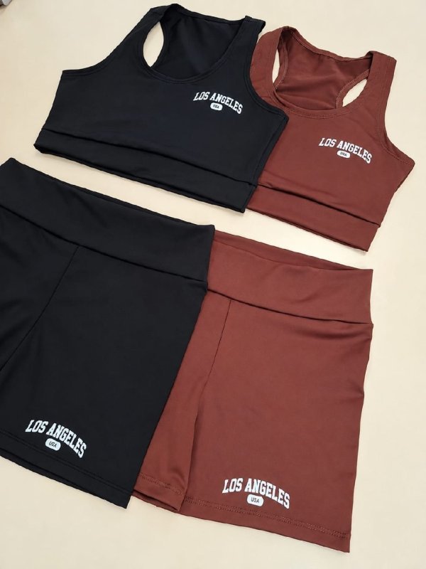 Kit 2 Conjunto Top E Shorts Academia Los Angeles + Frete Grátis