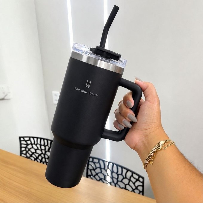 Copo Térmico Inox Gigante 1,2L com Tampa e Canudo