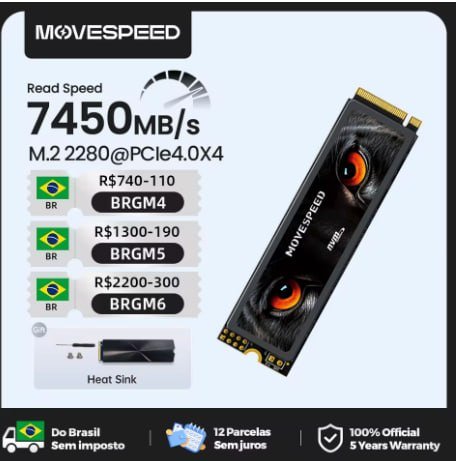 MOVESPEED M.2 NVMe Gen 4 1TB - Compatível PS5