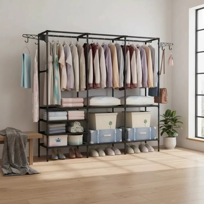 Cabideiro Arara Closet para Roupas + Sapateira Triplo