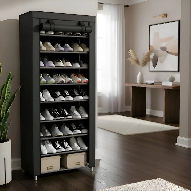 Sapateira Organizadora de Sapatos com 9 Prateleiras TNT – Preta
