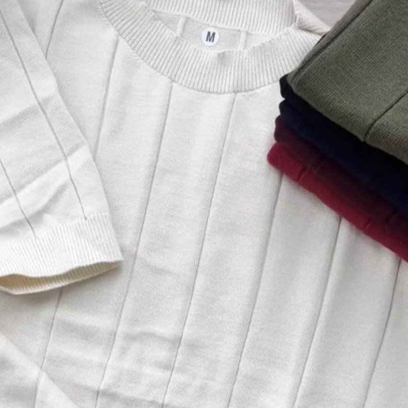 Blusa Masculina Básica Manga Curta Canelada Tricot Modal