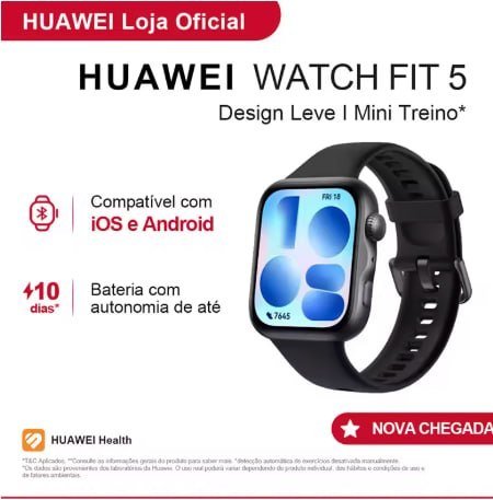 Huawei Watch Fit 5 - 64GB - Smartwatch Compatível iOS - Branco